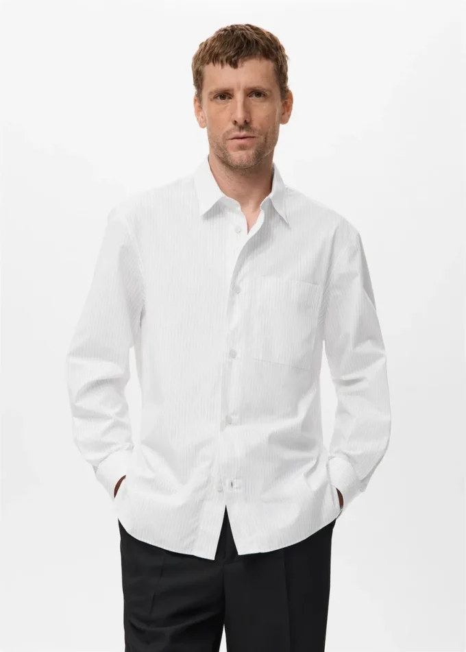 100% bawełna, koszula w paski o luźnym kroju 100% bawełna, koszula w paski o luźnym kroju