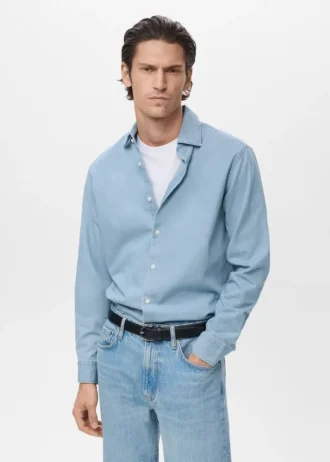 100% bawełna koszula z tkaniny typu chambray