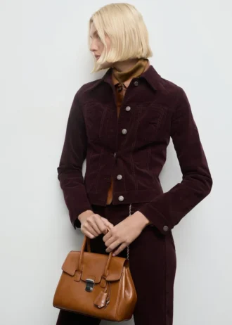 Aksamitna kurtka bomberka z przeszyciami