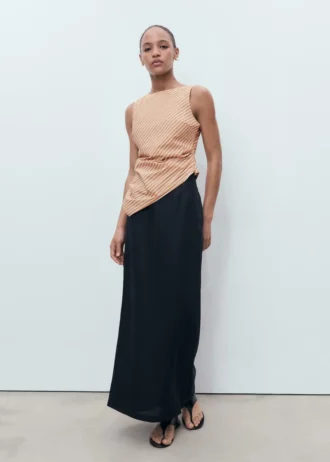 Asymetryczna bawełniana bluzka w paski