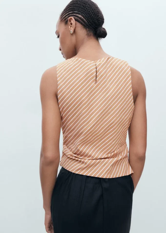 Asymetryczna bawełniana bluzka w paski Asymetryczna bawełniana bluzka w paski