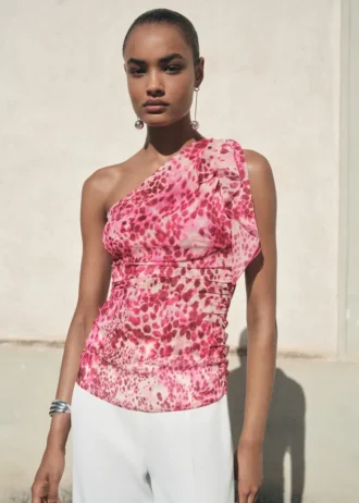 Asymetryczna bluzka z nadrukiem