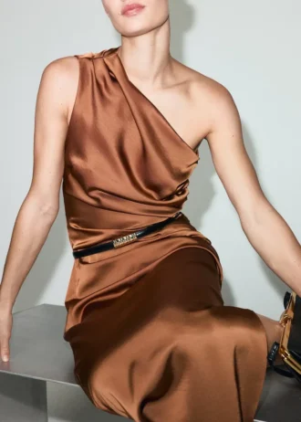 Asymetryczna satynowa sukienka