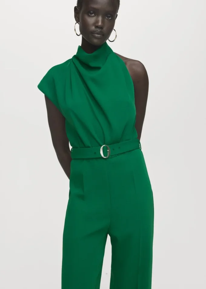 Asymetryczny długi kombinezon z paskiem Asymetryczny długi kombinezon z paskiem