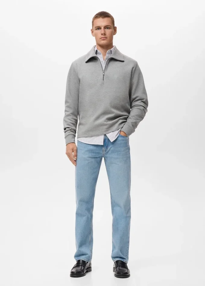 Bawełniana bluza z zamkiem błyskawicznym przy szyi Bawełniana bluza z zamkiem błyskawicznym przy szyi