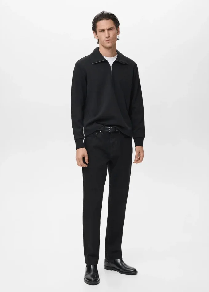 Bawełniana bluza z zamkiem błyskawicznym przy szyi Bawełniana bluza z zamkiem błyskawicznym przy szyi