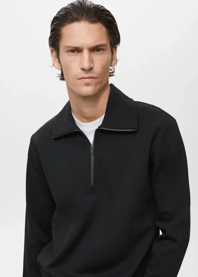 Bawełniana bluza z zamkiem błyskawicznym przy szyi Bawełniana bluza z zamkiem błyskawicznym przy szyi