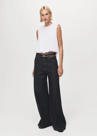 Bawełniana bluzka z balonowymi rękawami