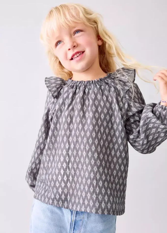 Bawełniana bluzka z etnicznym nadrukiem Bawełniana bluzka z etnicznym nadrukiem