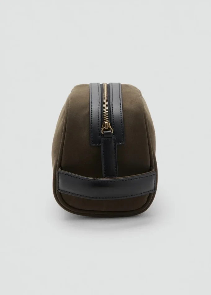 Bawełniana kosmetyczka z detalami ze skóry Bawełniana kosmetyczka z detalami ze skóry