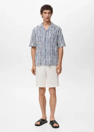 Bawełniana koszula w paski z krótkim rękawem