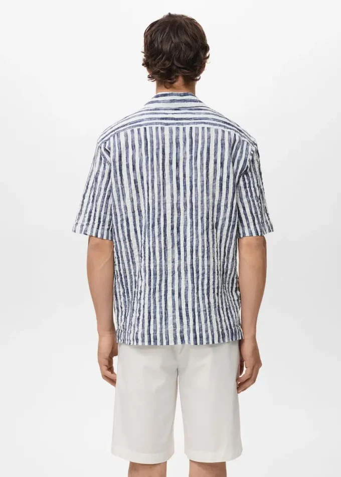 Bawełniana koszula w paski z krótkim rękawem Bawełniana koszula w paski z krótkim rękawem