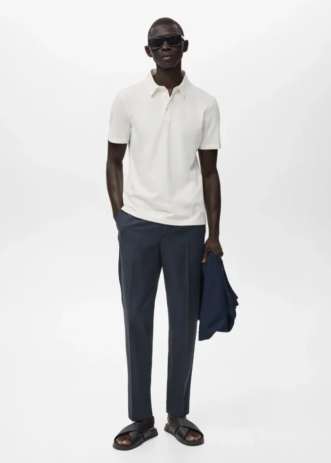 Bawełniana koszulka polo z pikowanego materiału Bawełniana koszulka polo z pikowanego materiału