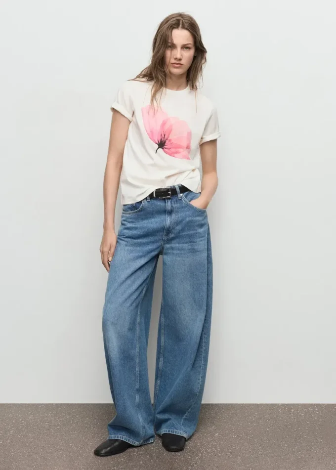 Bawełniana koszulka w kwiatowy wzór Bawełniana koszulka w kwiatowy wzór