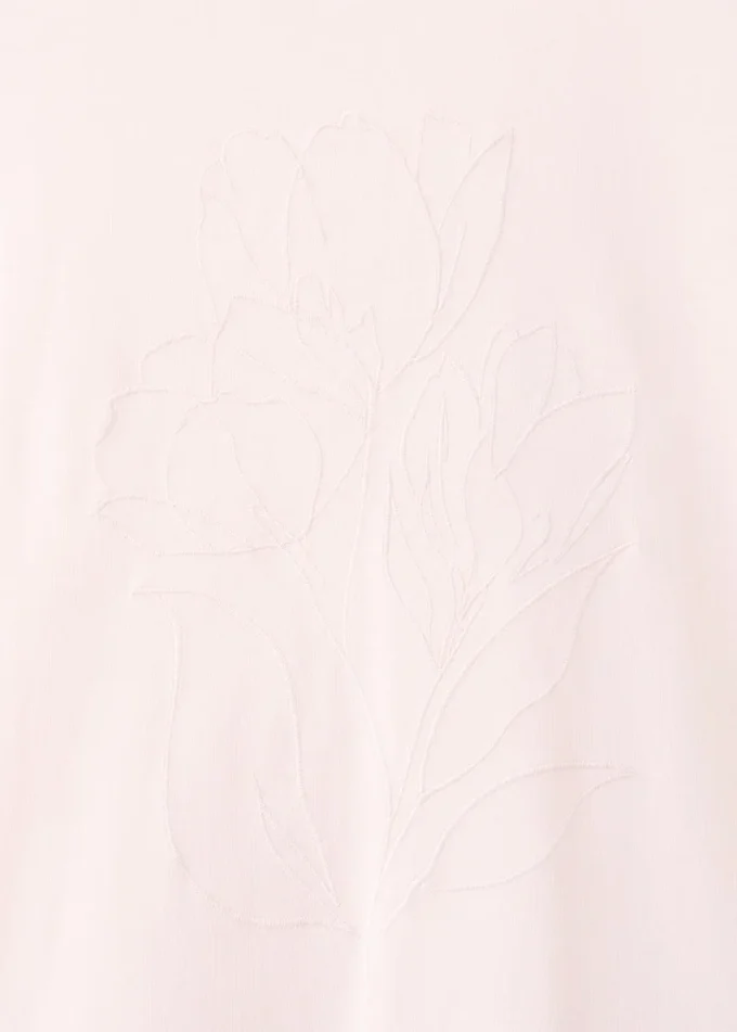 Bawełniana koszulka z haftowanym kwiatowym wzorem Bawełniana koszulka z haftowanym kwiatowym wzorem