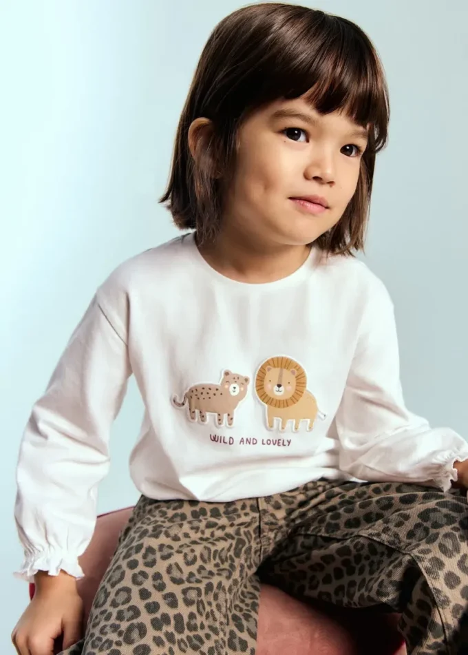 Bawełniana koszulka z haftowanym lwem Bawełniana koszulka z haftowanym lwem