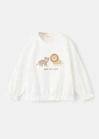 Bawełniana koszulka z haftowanym lwem