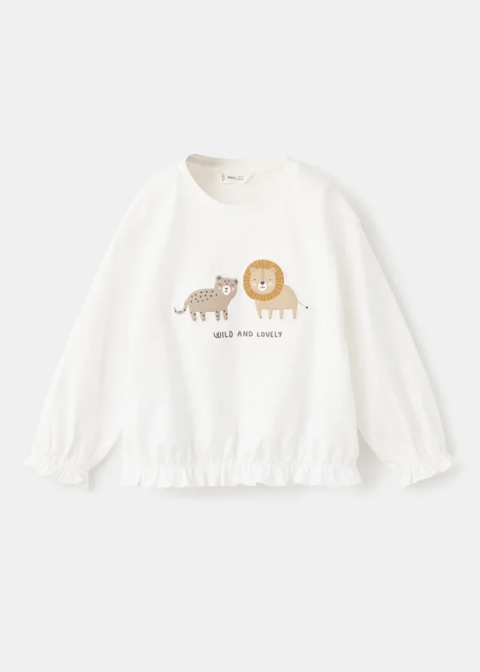 Bawełniana koszulka z haftowanym lwem Bawełniana koszulka z haftowanym lwem