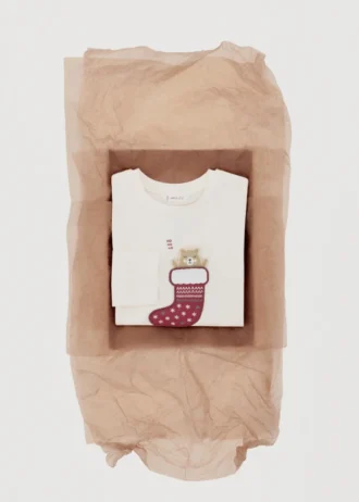 Bawełniana koszulka z haftowanym misiem