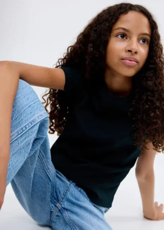 Bawełniana koszulka z prążkowanym splotem