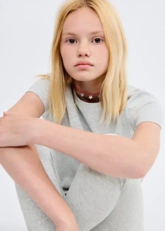 Bawełniana koszulka z prążkowanym splotem