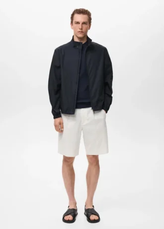 Bawełniana kurtka z kołnierzem zapinanym na guziki