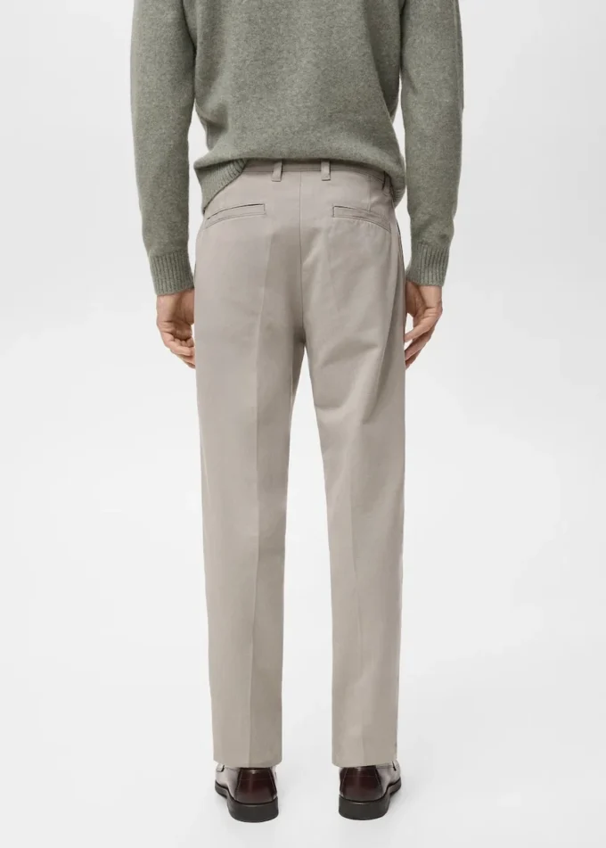 Bawełniane i lyocellowe spodnie z prostymi nogawkami i zakładkami