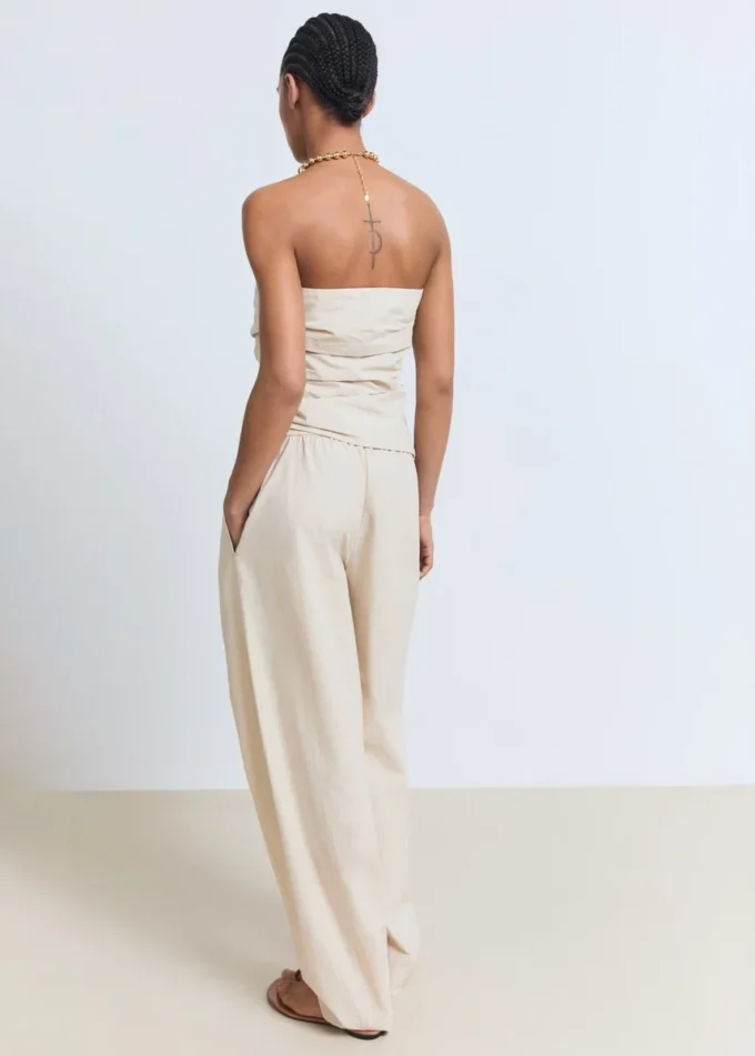 Bawełniane spodnie z wysokim stanem Bawełniane spodnie z wysokim stanem