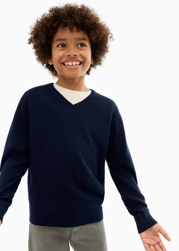 Bawełniany sweter z dekoltem w serek Bawełniany sweter z dekoltem w serek