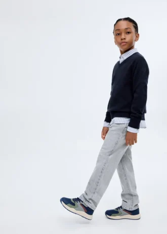 Bawełniany sweter z dekoltem w serek