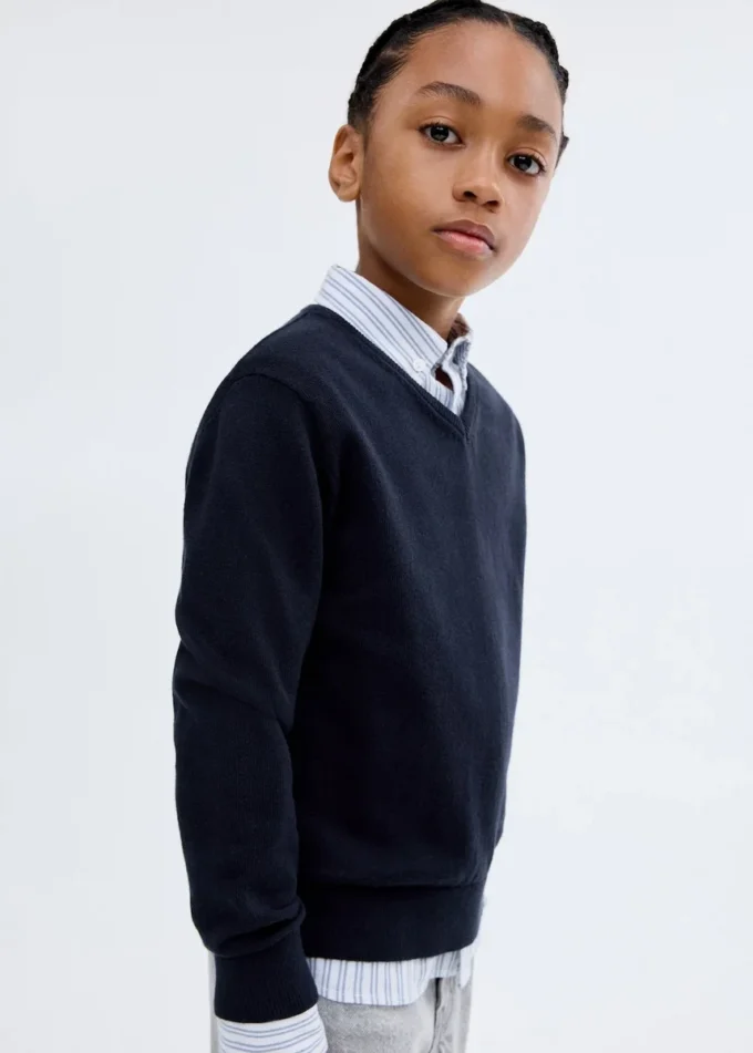 Bawełniany sweter z dekoltem w serek Bawełniany sweter z dekoltem w serek