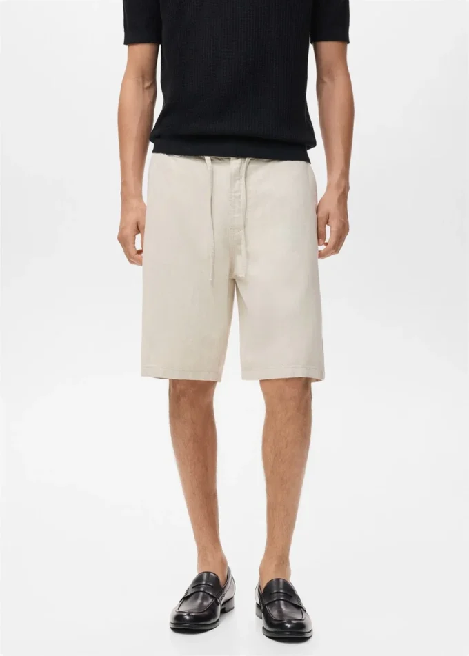 Bermudy z mieszanki lnu z sznurkiem