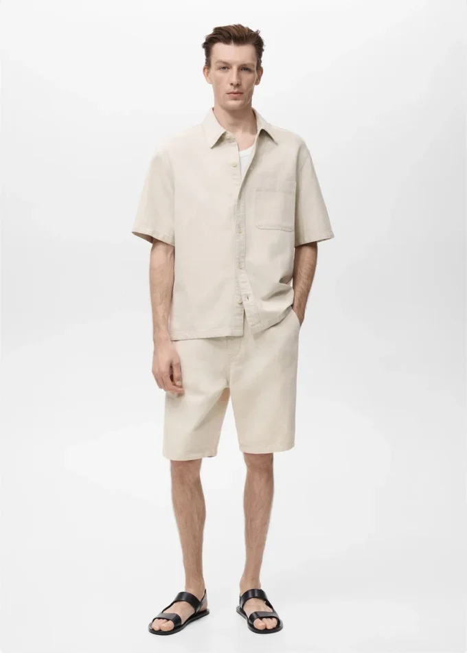 Bermudy z mieszanki lnu z sznurkiem