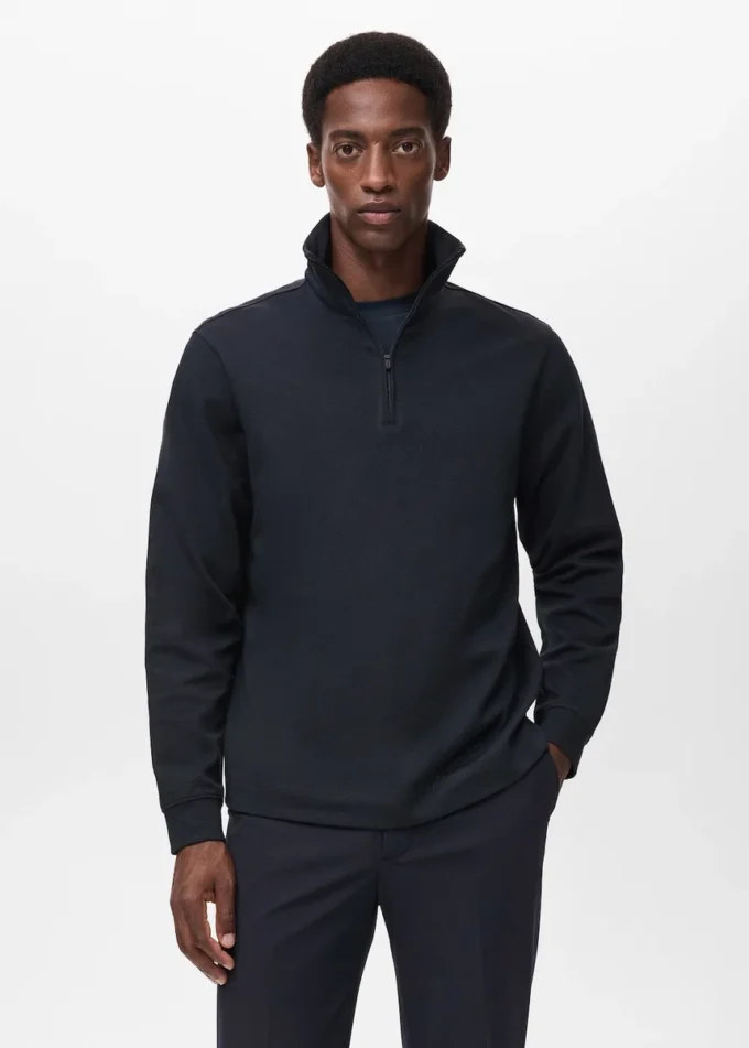 Bluza techniczna z zamkiem błyskawicznym o regularnym kroju Bluza techniczna z zamkiem błyskawicznym o regularnym kroju