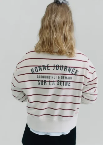 Bluza w paski z nadrukowanym sloganem