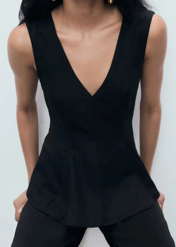 Bluzka z falbaną z lyocellu Bluzka z falbaną z lyocellu