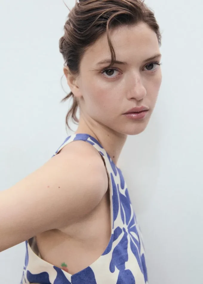 Bluzka z nadrukiem z mieszanki lnu Bluzka z nadrukiem z mieszanki lnu