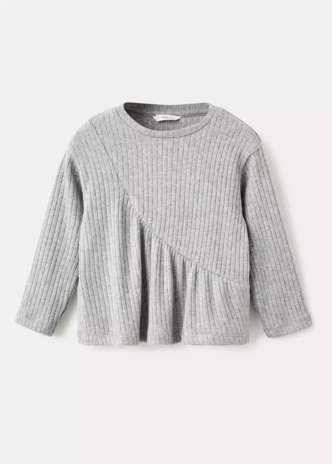 Bluzka z prążkowanej dzianiny z falbanami Bluzka z prążkowanej dzianiny z falbanami