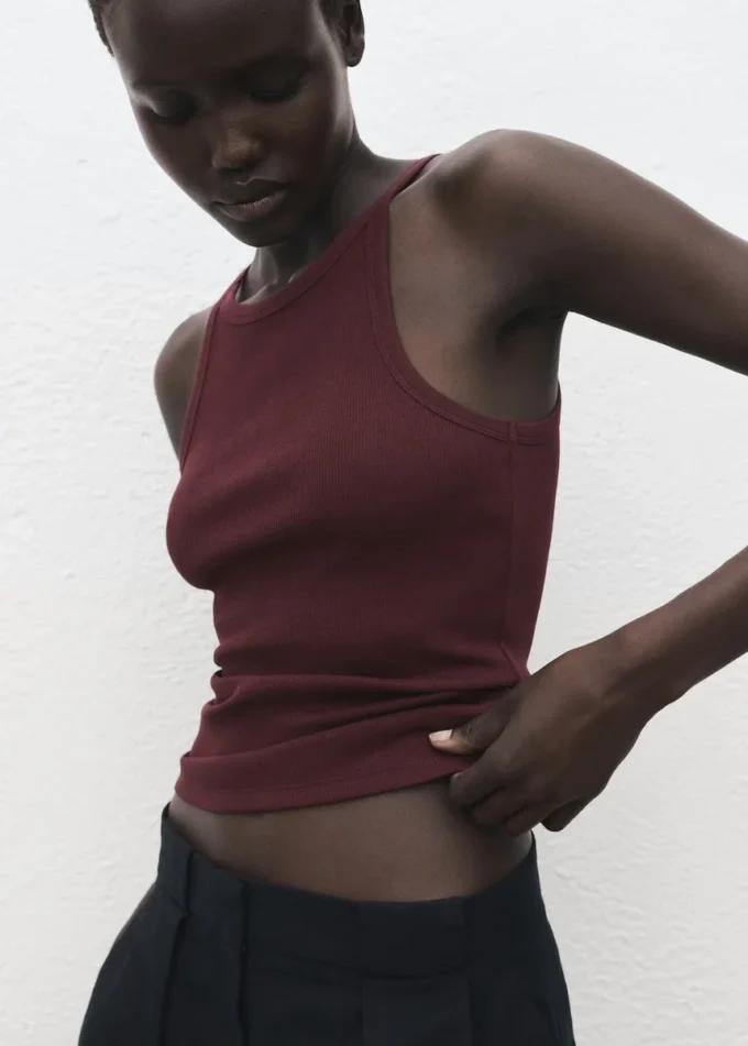 Bluzka z prążkowanej mieszanki bawełny Bluzka z prążkowanej mieszanki bawełny