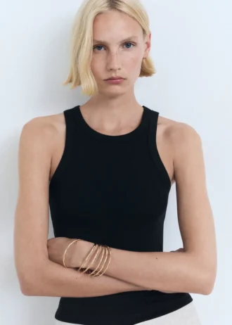 Bluzka z prążkowanej mieszanki bawełny