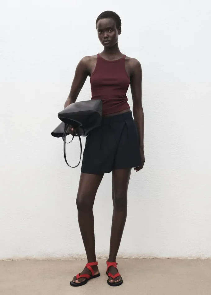 Bluzka z prążkowanej mieszanki bawełny Bluzka z prążkowanej mieszanki bawełny