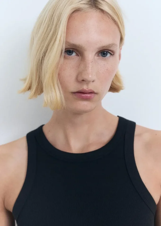 Bluzka z prążkowanej mieszanki bawełny Bluzka z prążkowanej mieszanki bawełny