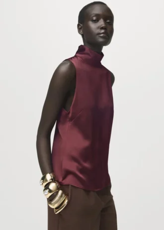 Bluzka z satyny z wysokim kołnierzem Bluzka z satyny z wysokim kołnierzem