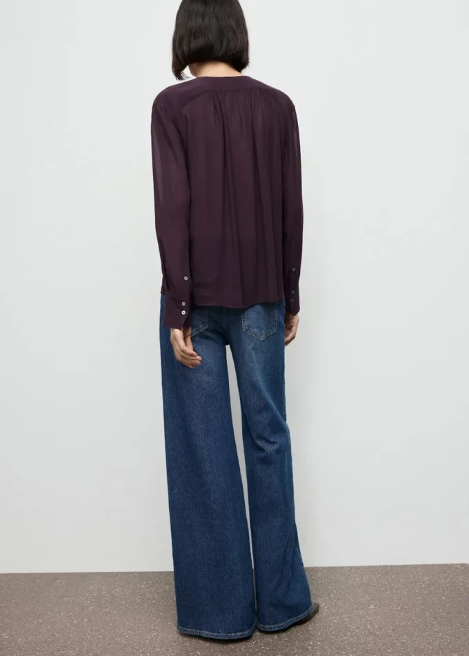 Bluzka z szyfonu z kokardką przy dekolcie Bluzka z szyfonu z kokardką przy dekolcie