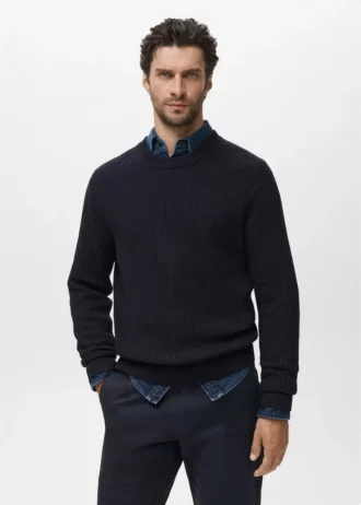 Cienki sweter z dzianiny bawełnianej