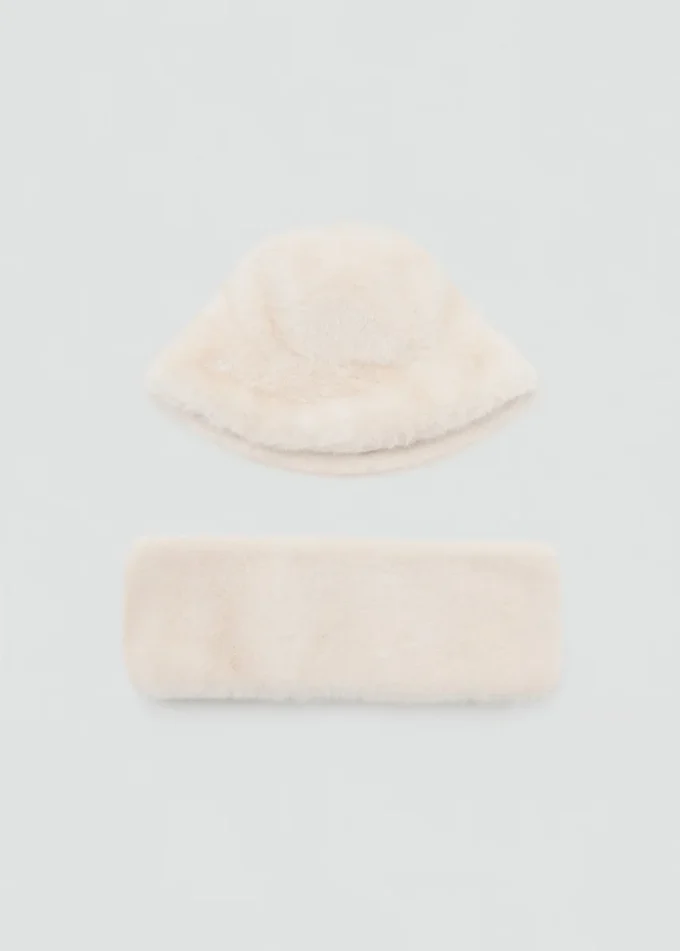 Czapka typu bucket z efektem futra Czapka typu bucket z efektem futra