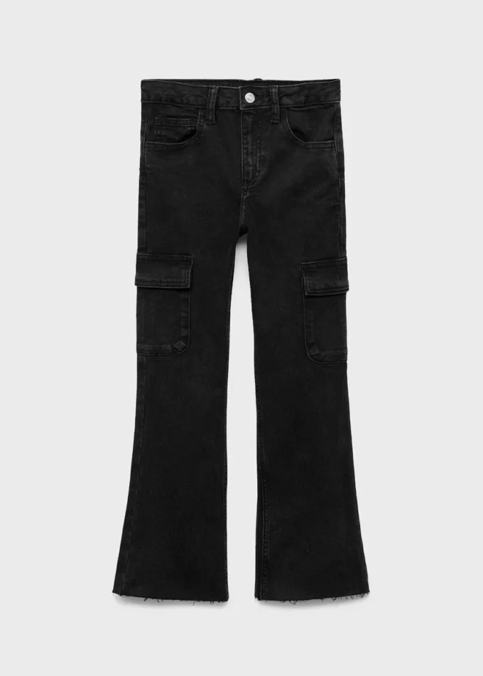 Dżinsy cargo z rozszerzanymi nogawkami