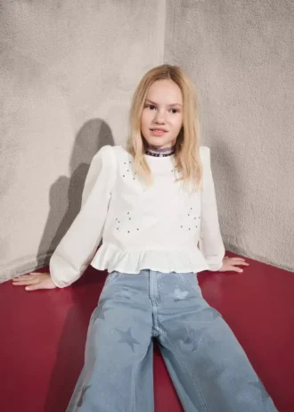 Dżinsy z brokatowymi gwiazdkami Dżinsy z brokatowymi gwiazdkami