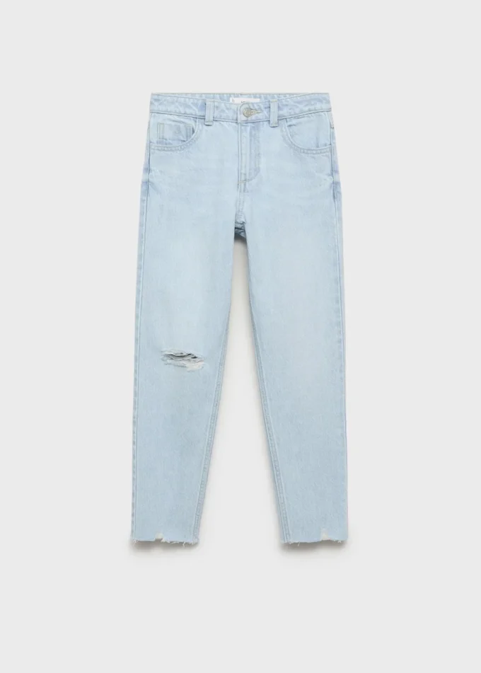 Dżinsy z ozdobnymi przetarciami w kroju mom fit Dżinsy z ozdobnymi przetarciami w kroju mom fit