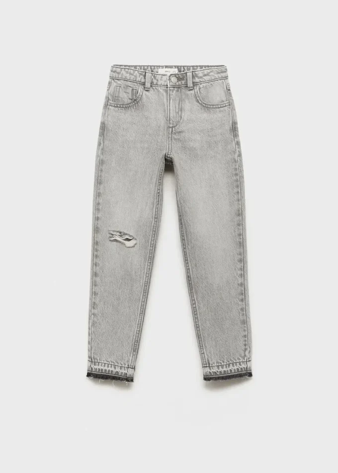 Dżinsy z ozdobnymi przetarciami w kroju mom fit Dżinsy z ozdobnymi przetarciami w kroju mom fit